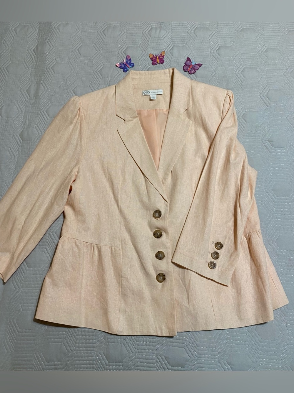 Women's Peach Tailored Blazer Jacket size Large from CATO